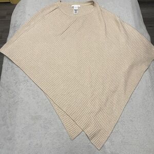 Tabitha‎ Webb Poncho Sweater One Size Tan Beige Wool Blend Layer